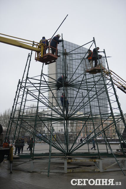 В Донецке устанавливают елку. Фото: А.Уманец