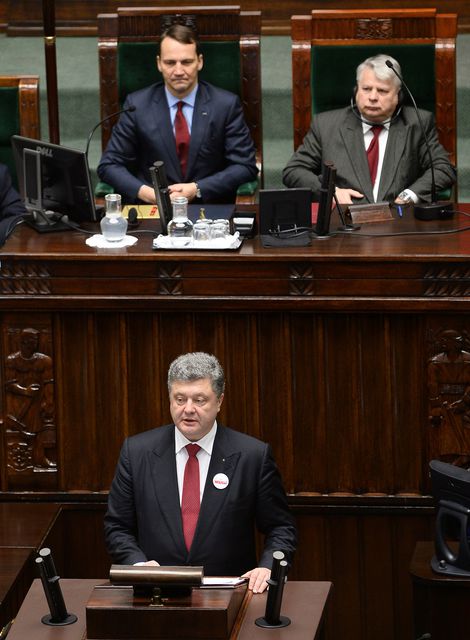 Виступ Порошенко в Польщі. Фото: AFP