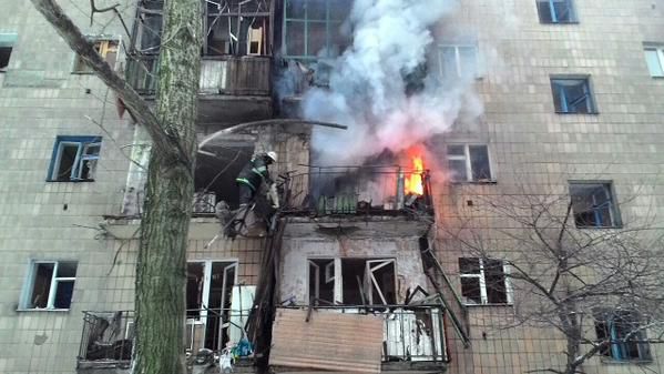 Пожар на улице Чапаева в Киевском районе Донецка. Фото: соцсети