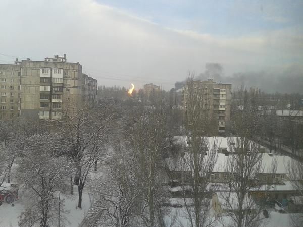 Пожар на газопроводе в Донецке. Фото: соцсети