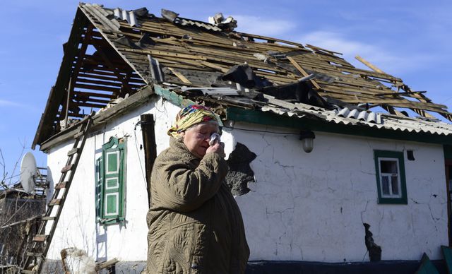 Разрушения в Никишино, что юго-восточнее Дебальцево. Фото: AFP