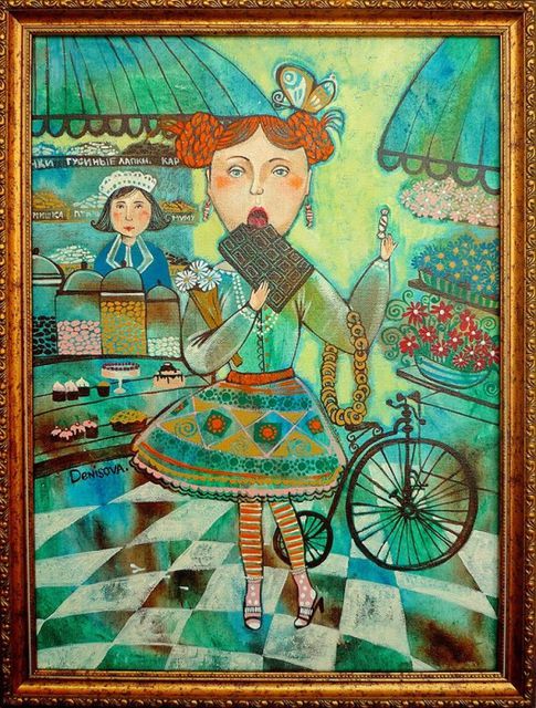 На картинах Дарьи можно увидеть апельсиновые деревья, танцующих индианок, школьницу с Гоа и отдыхающих у моря туристов. Фото: denisova.com.ua