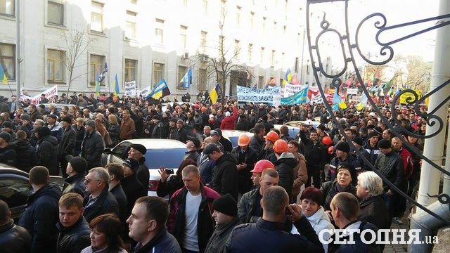 Митинг шахтеров в Киеве. Фото: А.Черкашин, "Сегодня" и AFP