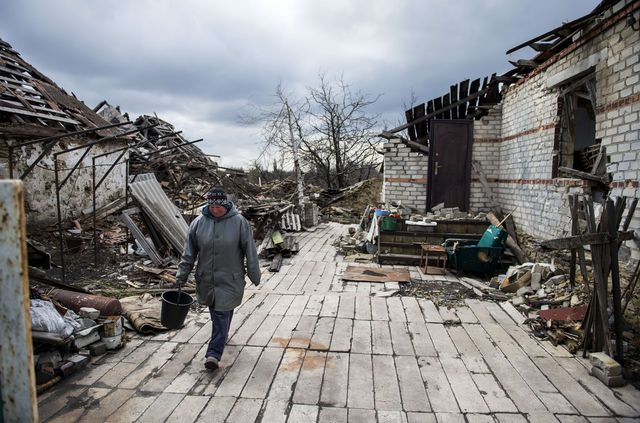 Разрушения в Никишино. Фото: AFP