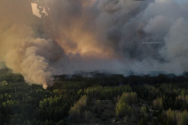 В зоне отчуждения горит ''Чернобыльская пуща'', фото Andrew Kravchenko/Facebook