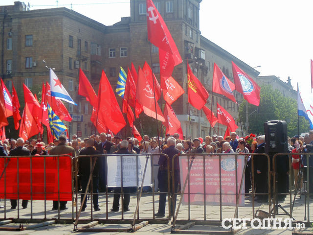 <p>У центрі Запоріжжя проходить мітинг. Фото: А.Литвин</p>