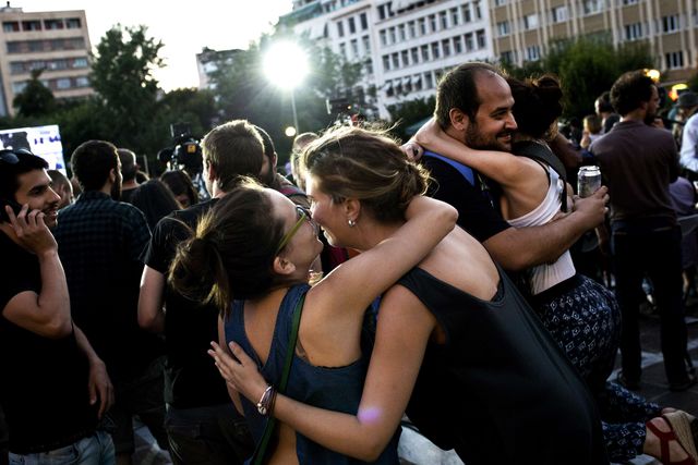 В Греции противники реформ уже начали празднование, фото AFP