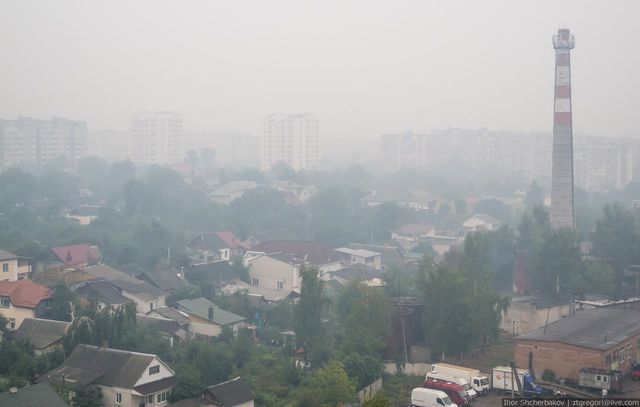 <p>Житомир затягнуло димом. Фото: zhzh.info</p>