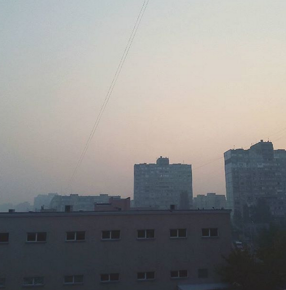 <p>Київ затягнуло димом. Фото: соцмережі</p>