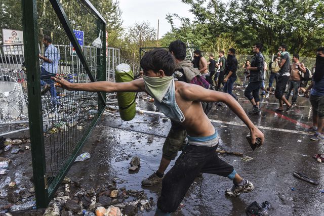 Полиция Венгрии применила слезоточивый газ против мигрантов, фото AFP