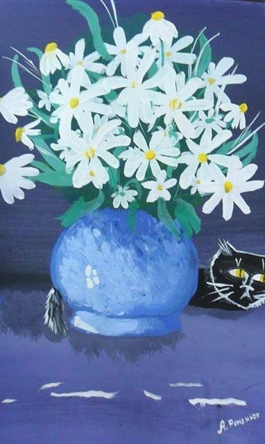 <p>На багатьох малюнках – квіти і коти. Фото з архіву Т. Жаренової</p>