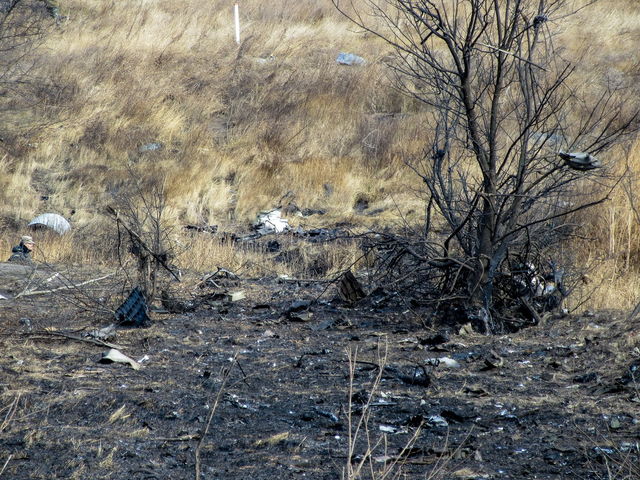 <p>Перші фото з місця падіння СУ-25 під Запоріжжям, фото vv.com.ua</p>