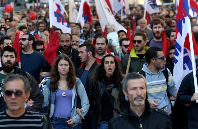 <p>В Афінах триває акція протесту. Фото: AFP</p>