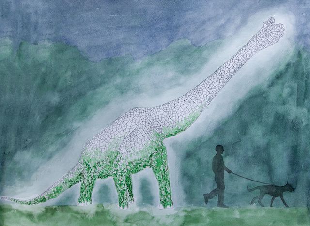 Эскиз. Динозавр с плющом может появиться благодаря спонсорам. Фото из архива С. Вуколова<br />
