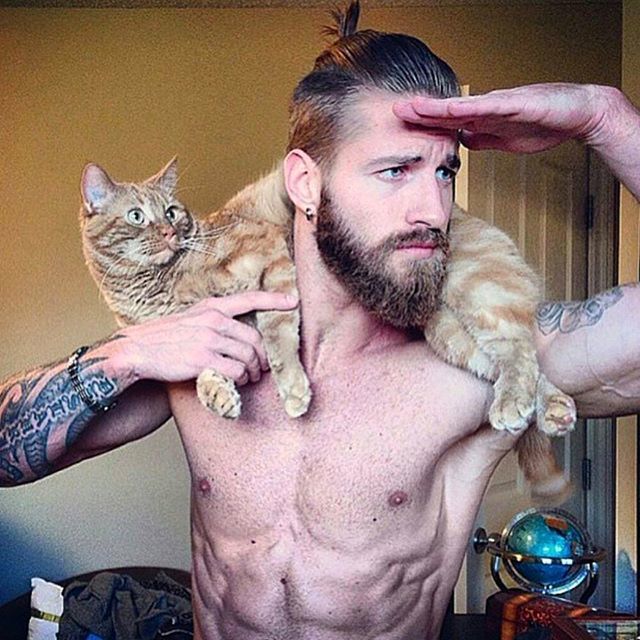 Мужчины и их коты Фото: instagram.com/hotdudeswithkittens