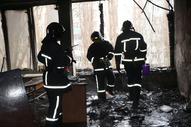 Пожар в школе. Фото: ГСЧС Одесской области