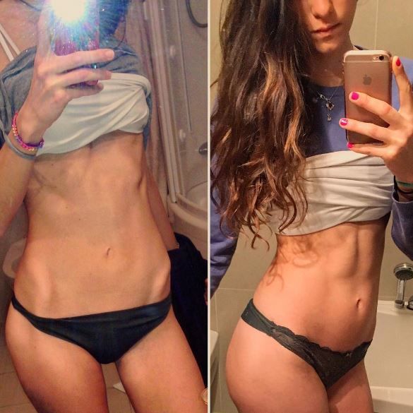 Девушка набрала вес благодаря правильному питанию. Фото: instagram.com/building_muscles