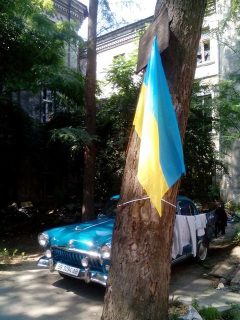 Флаг. На территории много украинской символики. Фото: И.Чиркина
