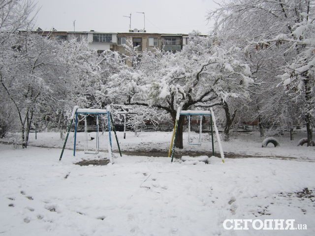 В Херсоне выпал первый снег. Фото: Павленко Анастасия\Сегодня.ua
