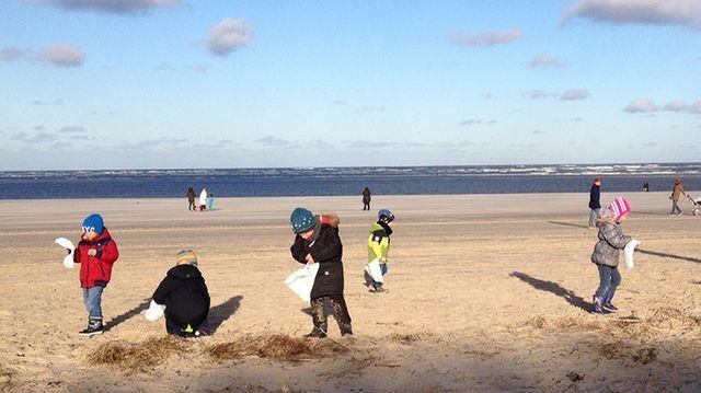 <p>Туристи збирають пластикові &laquo;яйця&raquo; на узбережжі острова Лангеоог, Німеччина, 5 січня. Фото DPA, NDR</p>