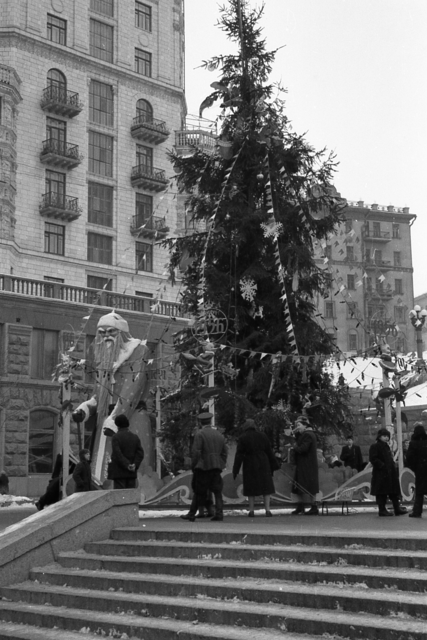 1956. Крещатик. Любуются елкой.